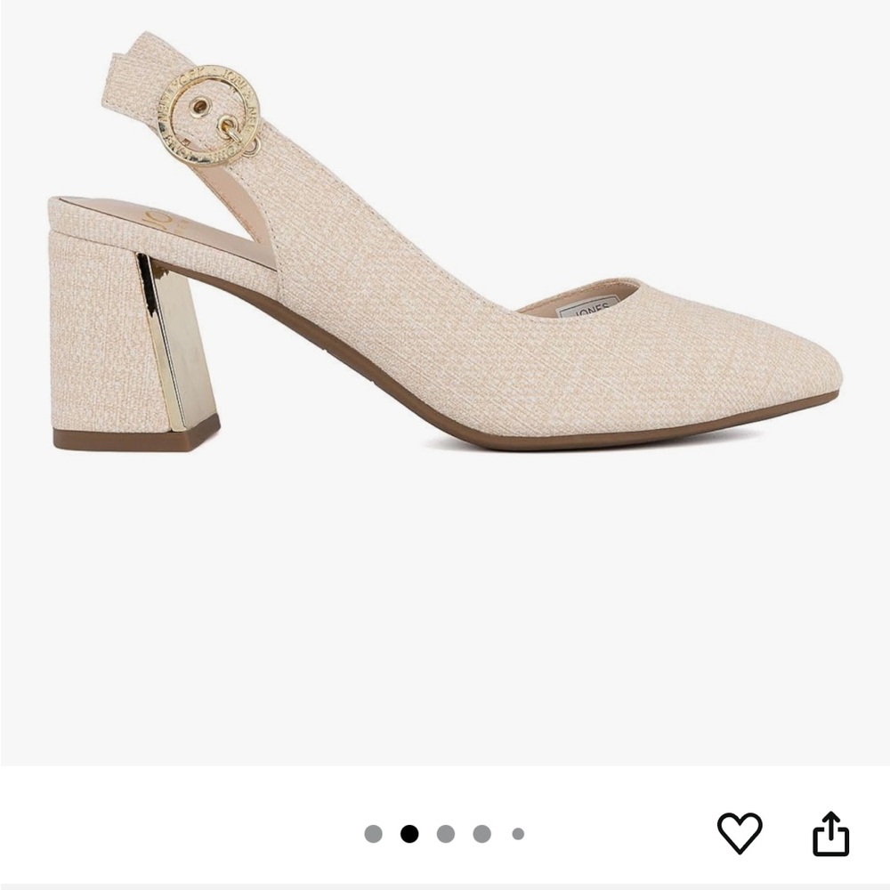 Jones New York Cream Slingback Heels with Gold Accent